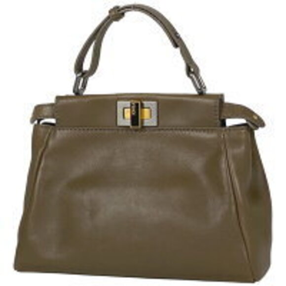 Fendi Handbags - Fendi Peekaboo Beaded Shoulder Bag Brown Leather